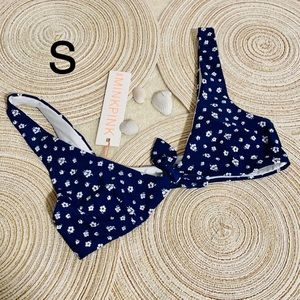 NWT S MINKPINK ditty floral bikini top navy white